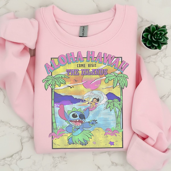 Retro Disney Lilo Stitch Aloha Hawaii Come Visit The Islands Shirt, Funny Cute Stitch T-shirt, Disney Family Matching Tee, WDW Magic Kingdom