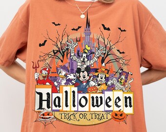 Disney Halloween Trick Or Treat Shirt, Mickey & Friends Tshirt, Mickey's Not So Scary Party, Disneyland Halloween Family Matching Trip Tee