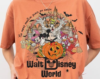 Musse Pigg och vän Halloween-tröja, Den mest magiska platsen på jorden-tröja, Musse Piggs inte så läskiga fest, Disneyland Halloween-familjeresa-tröja