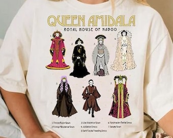 Vintage Star Wars Celebration-shirt, Queen Amidala Gowns Textbook Poster T-shirt, Galaxy'S Edge-T-shirt, bijpassende shirts Disneyland WDW-familie