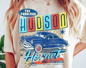 Camiseta vintage de películas de coches de Disney Pixar, Camiseta divertida de Doc Hudson The Fabulous, Camiseta Hudson Hornet, Trajes de vacaciones familiares de viaje a Disneylandia