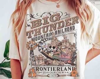 Vintage Disney Mickey And Friends Big Thunder Mountain Railroad Shirt, The Wildest Ride In The Wilderness T-shirt, Wdw Magic Kingdom Tee