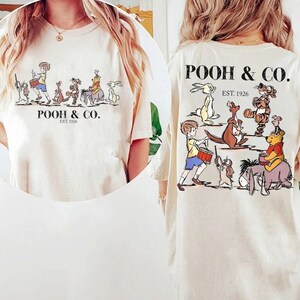 chemise vintage recto-verso ourson & co. 1926, t-shirt drôle d'ourson et ses amis, porcelet Disney Bourriquet Tigrou, voyage d'anniversaire à Disneyland, royaume magique