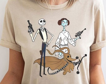 Disney Star Wars Shirt, Jack Sally Zero Costume Hand Solo Princess Leia Chewie Chewbacca T-shirt, Nightmare Christmas Tee, Galaxys Edge Trip