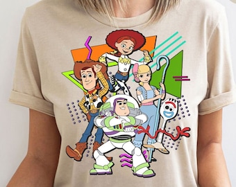 Chemise escouade personnages Disney Pixar Toy Story, T-shirt photo de groupe Style rétro des années 90, t-shirt Woody Jessie Bo Peep Buzz, royaume magique WDW