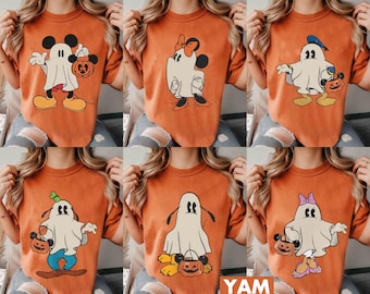 Customize All Disney Characters Halloween Ghost Costume Shirt, Disney Halloween Matching Tshirt, Mickey's Not So Scary Party, Magic Kingdom