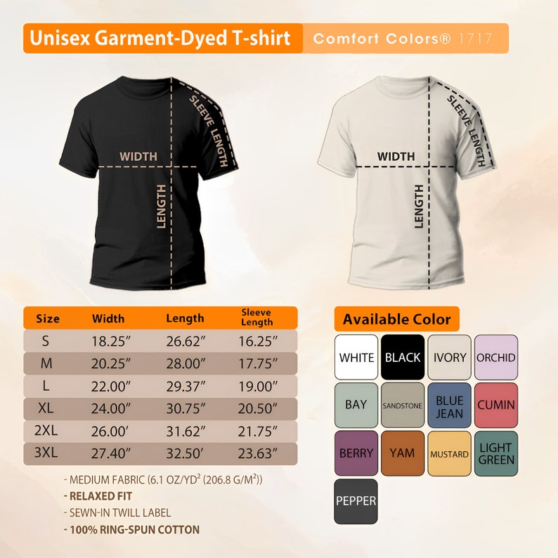 a t - shirt with different colors and sizes