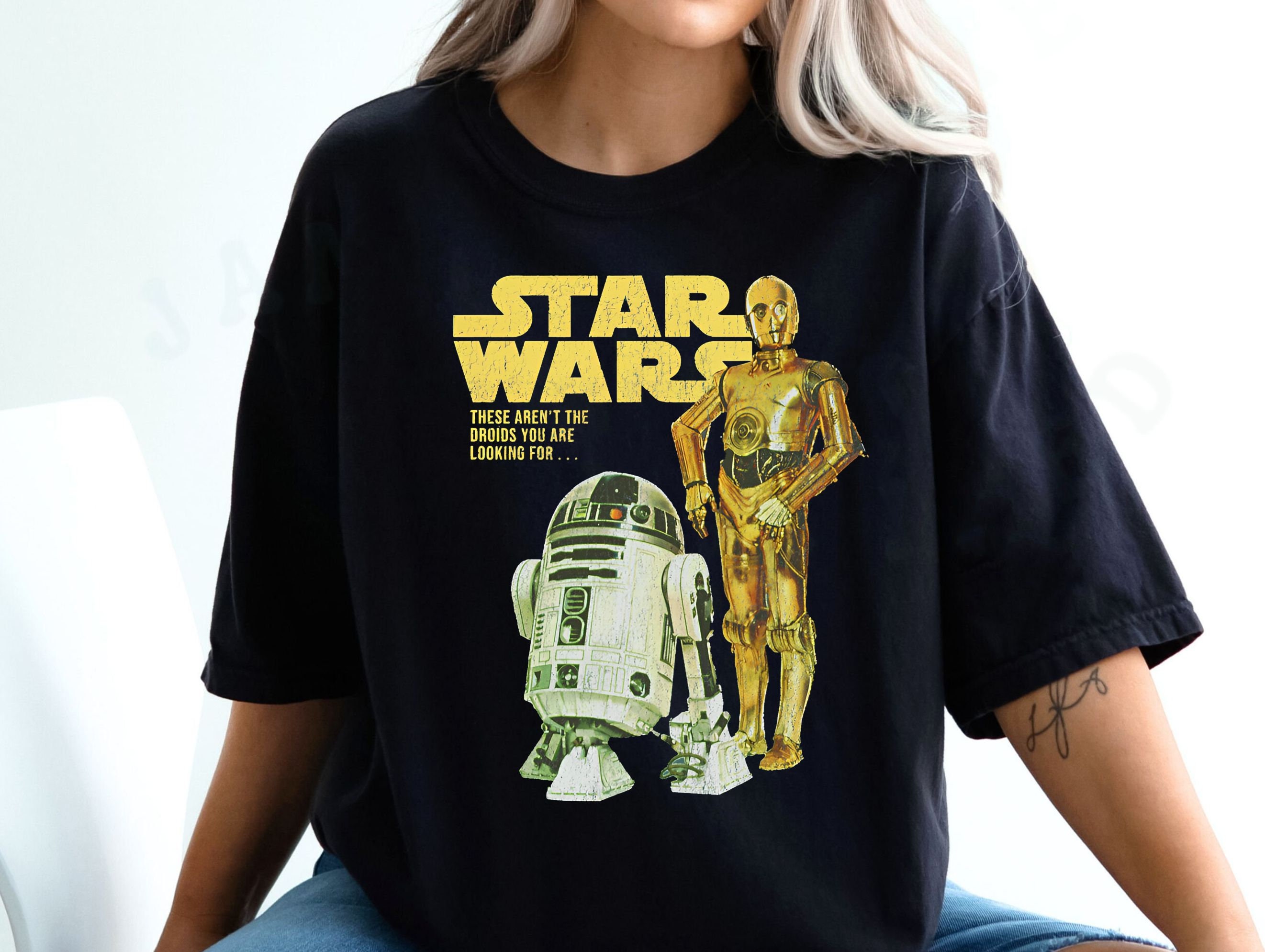 R2-D2 & C-3PO デッドストック　Tシャツ Retro 90S Disney Star Wars R2-D2 & C-3po Logo Portrait Shirt