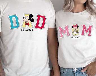 Funny Disney Mom Dad Shirt, Mickey And Minnie T-shirt, Retro Mom Dad Matching Tee, Disney Group Shirt, Mickey Dad Shirt, Minnie Mom Shirt