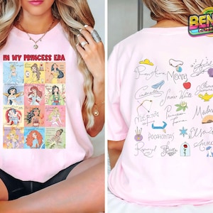 Disney Princess Belle Moana Shirt, Princess Signature Sketch Tshirt, Disney Girl&#39;s Trip Tee, In My Princess Era Song Lyrics shirt