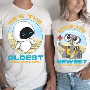 Retro Disney Wall-E Couple Shirt, Disney World Family T-shirt, Pixar Honeymoon Matching Tee, Disneyland Couples Outfit