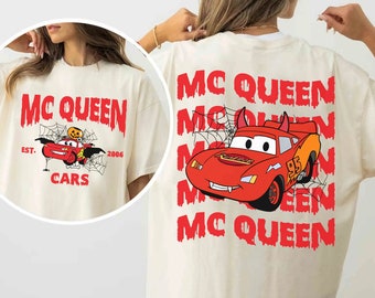 2-seitiger Lightning Mc Queen Vintage Rasse 95 Shirt, Disney Cars Land Halloween Tshirt, Mickey's Not So Scary Party, Die Magic Kingdom Reise