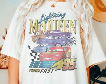 Retro Disney Lightning Mcqueen 95 Shirt, Vintage Disney Pixar Car Land T-shirt, Piston Cup Tee, Disneyland Holiday Vacation, Race Car Shirts
