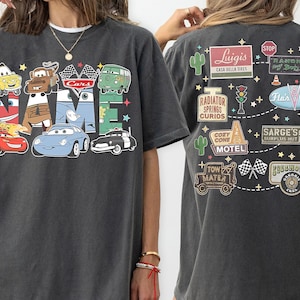 Vintage 2-seitige personalisierte Disney Cars Land Shirt, Pixar Fest 2025 T-Shirt, Lightning Mcqueen 95 T-Shirt, Disneyland Geburtstag Junge Mädchen Reise