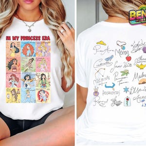2-Sided In My Princess Era Song Lyrics Shirt, Disney Princess Belle Moana Tshirt, Princess Signature Sketch Tee, Disney Girl&#39;s Trip Tee