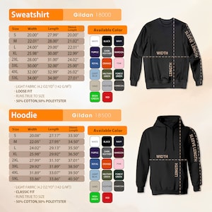 a black hoodie with a hoodie size guide