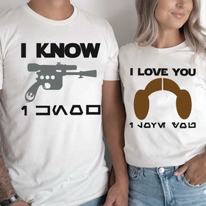 Camiseta Disney del Día de Star Wars 2025, divertida camiseta de la Princesa Leia y Han Solo &quot;Te amo, lo sé&quot;, camiseta Galaxy&#39;s Edge Trip, camiseta a juego del Día de Star Wars