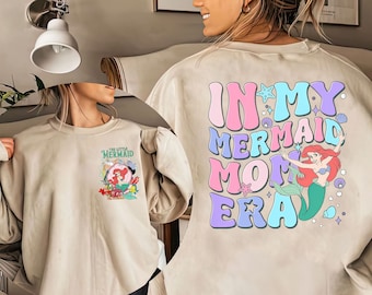 Retro 2-Sided The Little Mermaid Princess Ariel Shirt, In My Disney Mermaid Era T-shirt, Mermaid Dad Mom Tee, Disneyland Trip Family Outfits