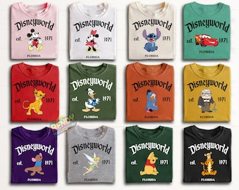 Retro Disneyworld Est 1971 Florida Shirt, Cute Mickey And Friends Tshirt, Disney All Characters Tee, WDW Disneyland Birthday Matching Shirts