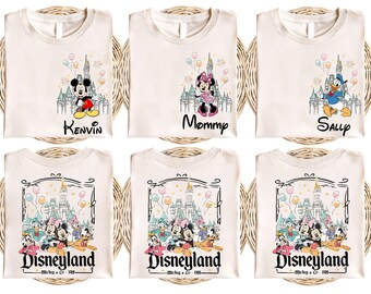 Custom Disneyland All Characters Shirt, Mickey And Friends Tshirt, Custom Name Disney Family Matching Trip 2025, Disneyland Vacation Gifts
