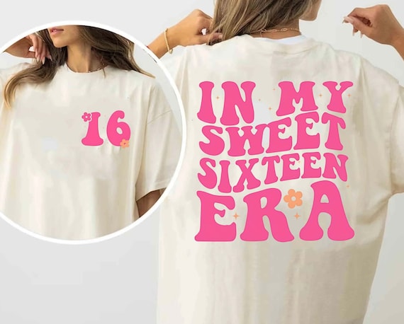 Womens Sweet Sixteen Birthday T-Shirt For Teenager Girls Floral Womens Sweet Sixteen Birthday T-Shirt For Teenager Girls Floral
