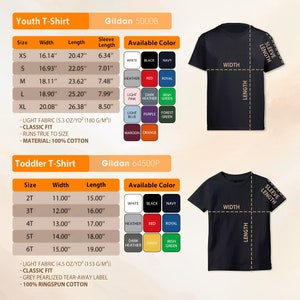 a t - shirt size guide for a youth tshirt