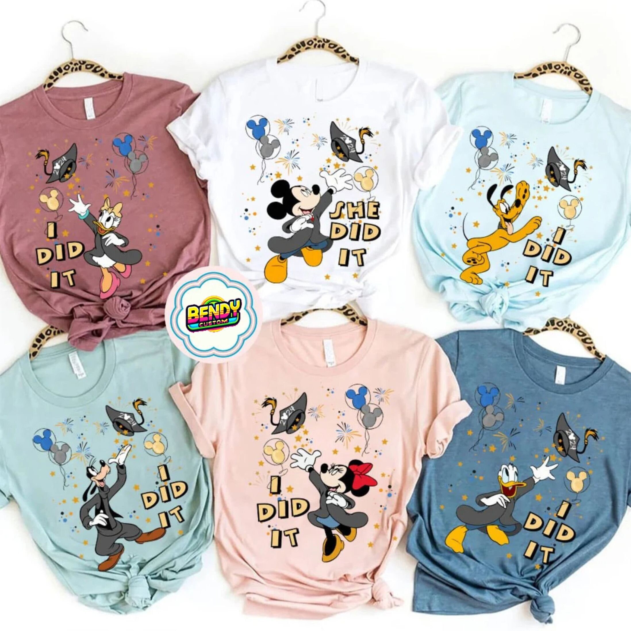 Personalized I Did It Disney Graduate Shirt, Funny Mickey And Friends Grad T-shirt, Graduation Class Of 2025 Tee, Disneyland Trip Outfits