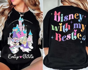 Retro 2-Sided Minnie And Daisy Shirt, Disney With My Bestie Tshirt, Disney Girls Trip Tee, Magic Kingdom, Disneyland Besite Outfit