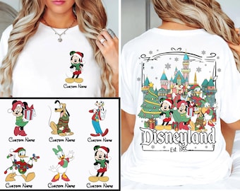 Retro 2-Sided Disneyland Est 1955 Shirt, Mickey And Friends Christmas Tshirt, Mickey Very Merry Xmas Sweatshirt, Disneyland Family Trip