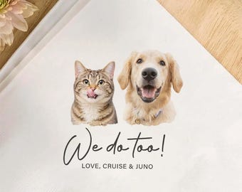 Custom Pet Wedding Cocktail Napkins, Personalized Pet Portrait for 1–3 Dogs or Cats, Wedding Party Supplies