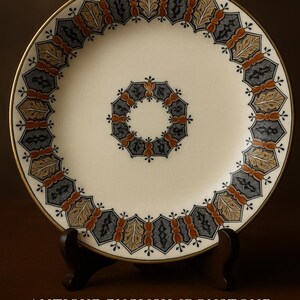 Antique English Ironstone Plate – Hand-Colored Transferware – Victorian Era, Circa 1870