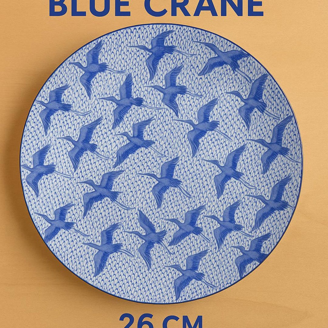 Fitz and Floyd Japan Plate – Blue Crane Design – Vintage Japanese