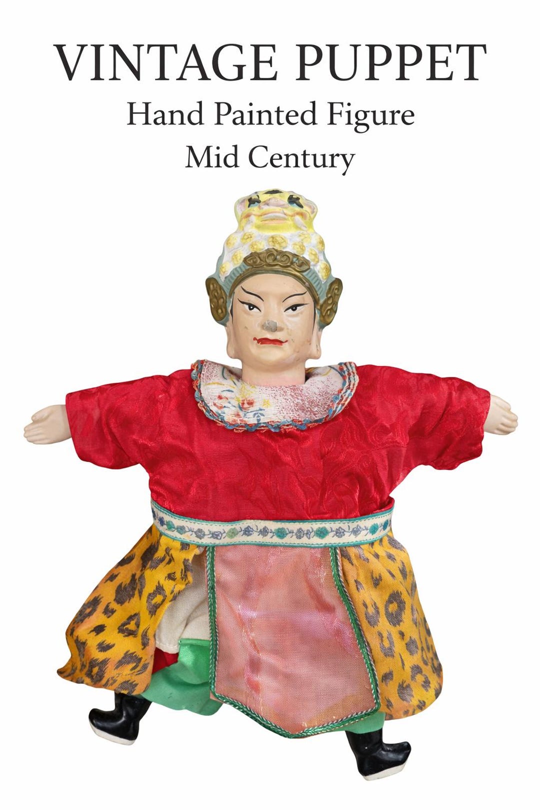 Vintage Asian Puppet Marionette Hand Puppet – Hand Painted Figure ...