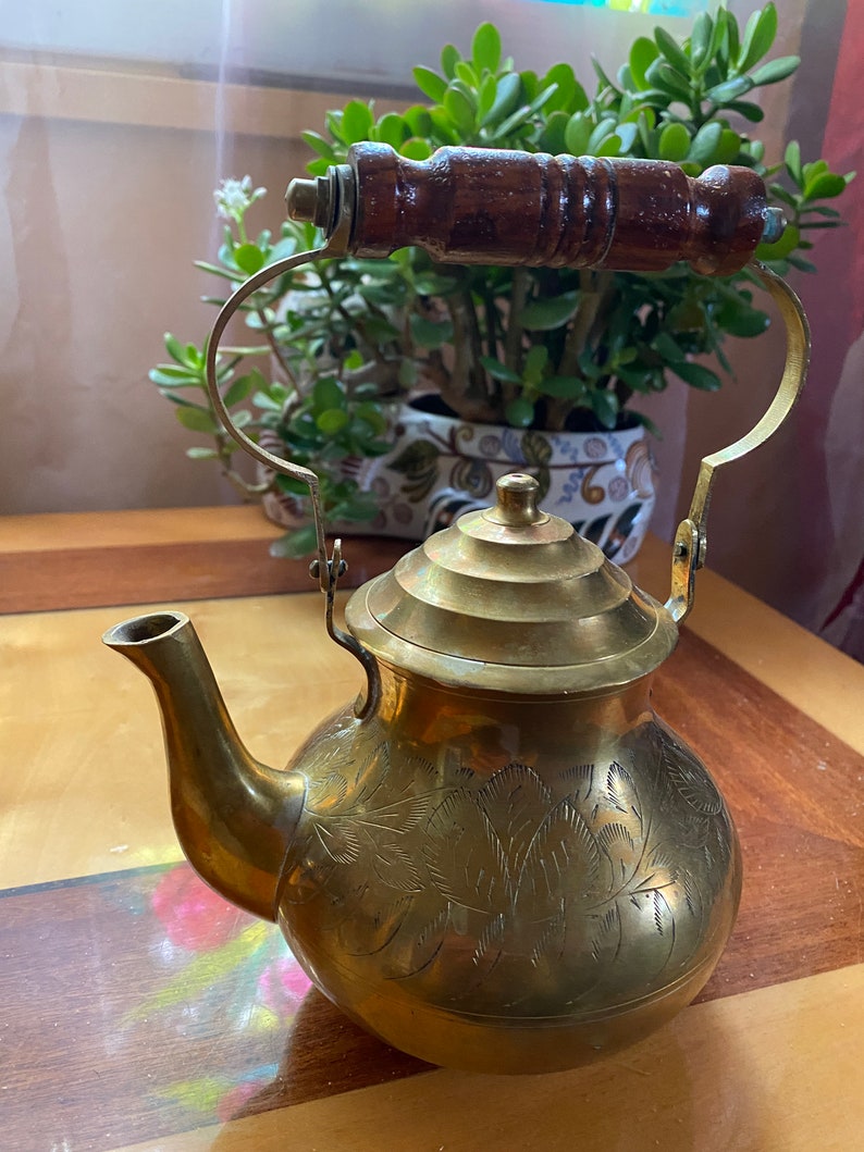 Antique Brass Teapot 15x13 Cm Etsy