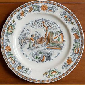Antique English Plate “Chinese Pattern” – L.S.&S. Staffordshire – Chinoiserie Oriental Scene – 19th Century Transferware