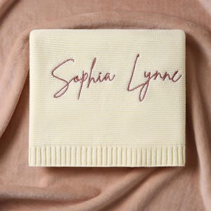 Custom Knit Baby Blanket | Personalized Baby Blanket Name |  Embroidered Name Blanket | Soft Cotton Baby Blanket | Baby Shower Gift