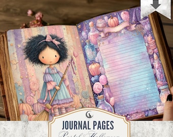 Pastel Halloween Junk Journal Pages Whimsical Quirky Halloween Backgrounds Cute Gothic Cottagecore Scrapbook Ephemera Printable Download