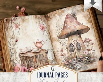 Fairy Garden Junk Journal Pages Magical Forest Fantasy Printable Journal Set of 10 Whimsical Digital Paper Craft for Scrapbooking Download