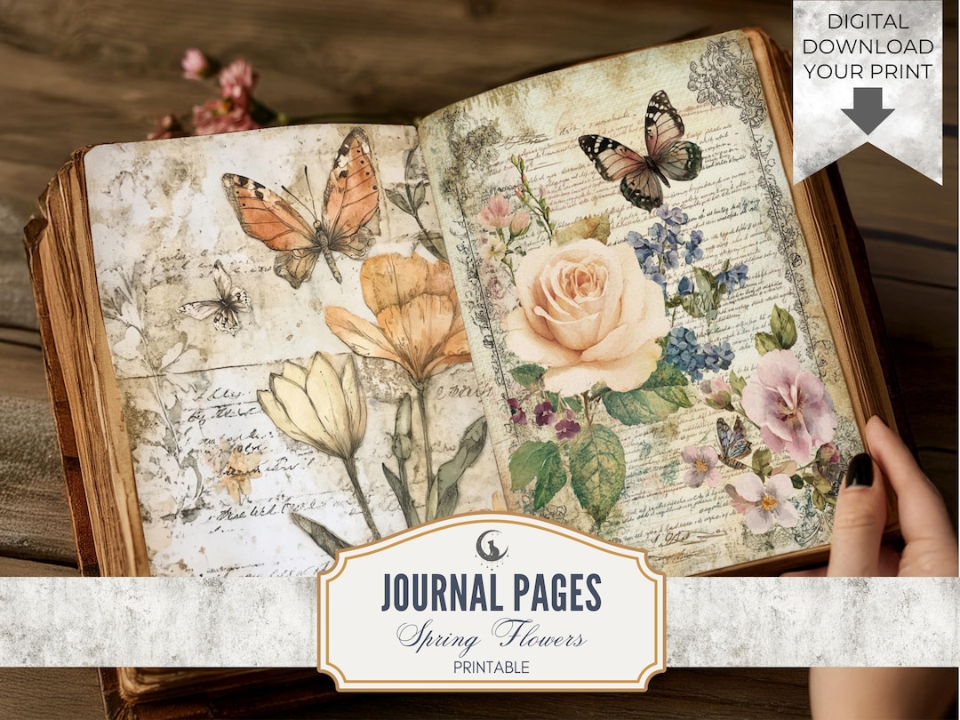 Spring Flowers Floral Junk Journal Pages Set of 20 Printable 300 DPI ...