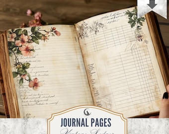 Old Ledger Junk Journal Pages JPG PDF Accounting Ephemera Printable Scrapbook Paper Rustic Journal Backgrounds Collage Digital Download