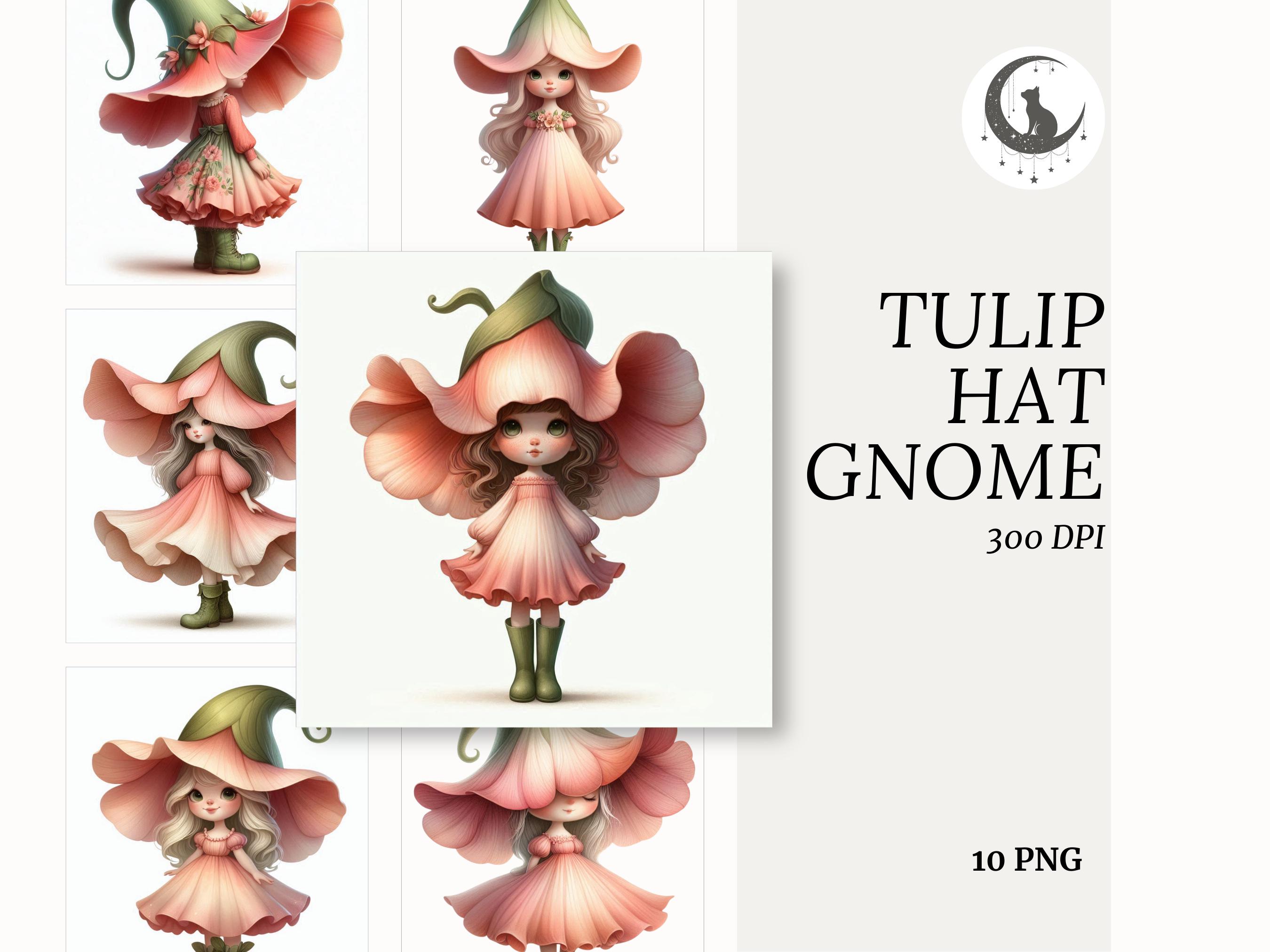 Tulip Hat Gnome Spring PNG Clipart Whimsical Floral Garden Gnome