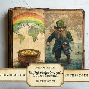 Lot de 10 pages pour le journal indésirable de la Saint-Patrick 300 DPI imprimables papiers numériques lunatiques vacances irlandaises pour scrapbooking loisirs créatifs à télécharger