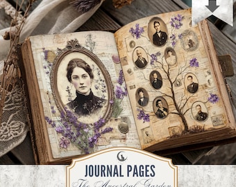 Ancestral Garden Junk Journal Pages JPG PDF Genealogy Family History Botanical Ephemera Scrapbook Papers Ancestry Printable Digital Download