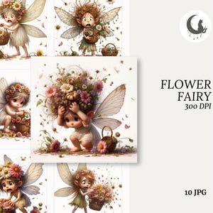 Blumenfee Frühlingsfee Clipart Set 10 Hochwertige 300 DPI JPG Wunderliche Fantasy Kunst für Scrapbook Party Karten Handwerk Digital Download