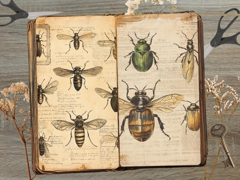 Victorian Insectarium Junk Journal Pages Set of 10 Printable 300 DPI ...