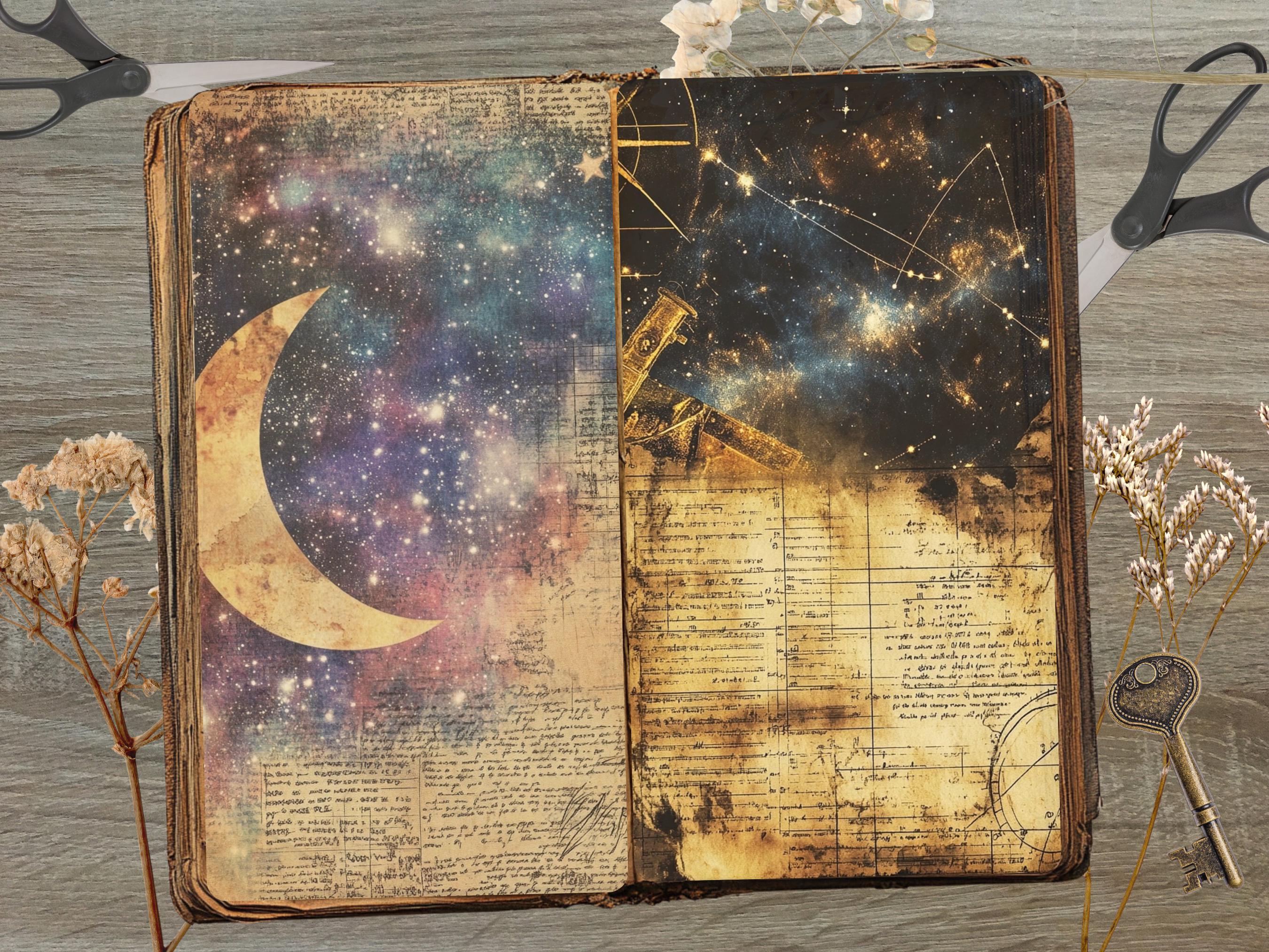 Celestial Galaxy Junk Journal Pages Set of 10 Printable 300 DPI Digital ...