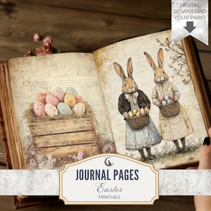 Lot de 20 pages pour journal indésirable sur le thème de Pâques, imprimables 300 ppp, papiers numériques printaniers lunatiques, pour scrapbooking, collage, travaux manuels, téléchargement