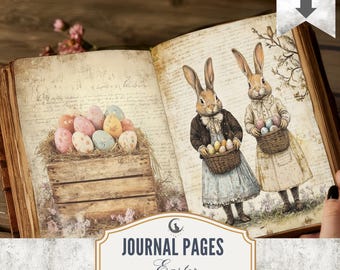 Easter Theme Junk Journal Pages Set of 20 Printable 300 DPI Digital Papers Whimsical Spring Art for Scrapbooking Crafts Collage Download