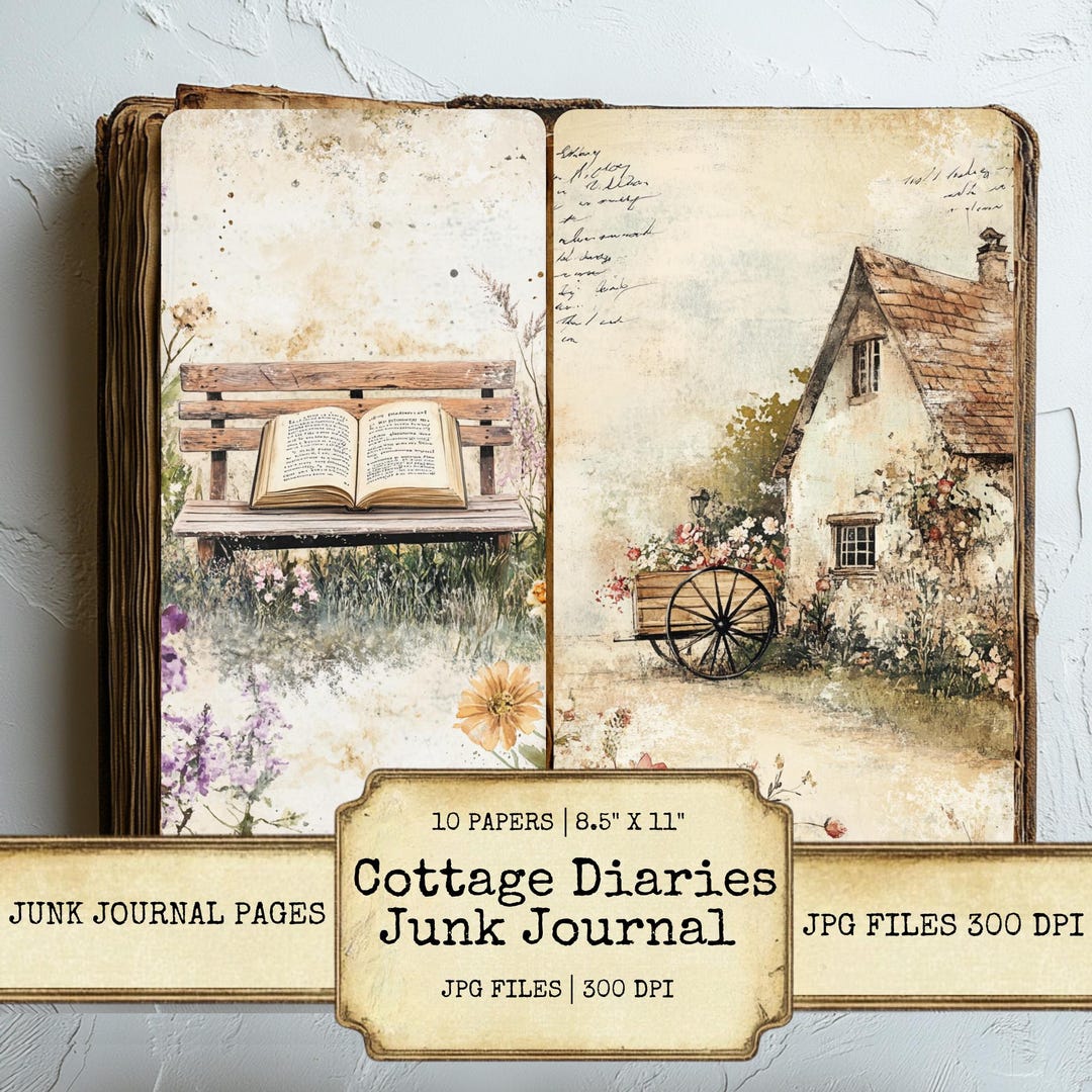 Cottage Diaries Junk Journal Pages Printable Set Cozy Rustic Ephemera ...