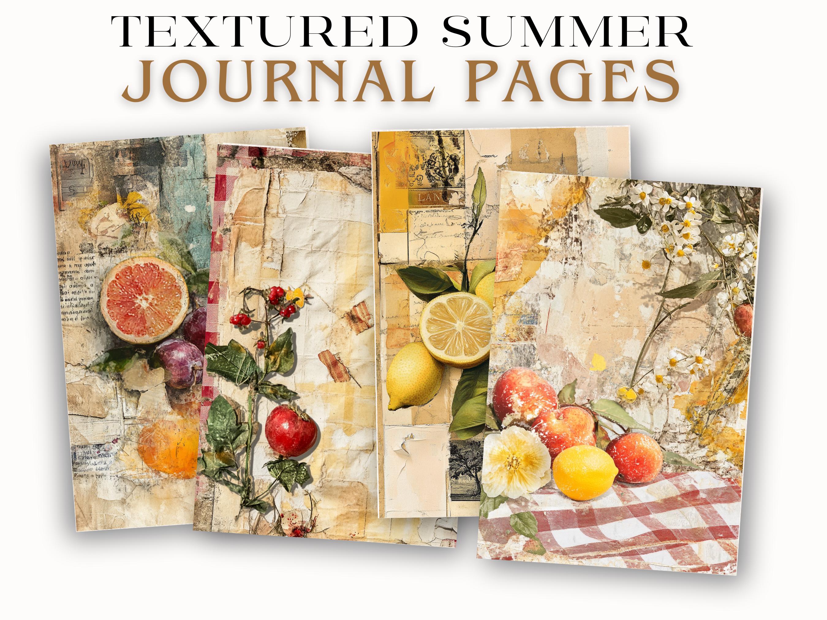 Textured Summer Landscape Junk Journal Pages JPG Lemon Sunflower ...